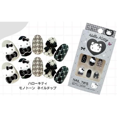 Sanrio Character Nail Chip Hello Kitty Black White 24 Pieces