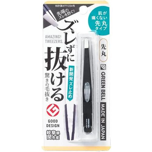 Green Bell GT-234 Miracle Tweezers Round Tip Black